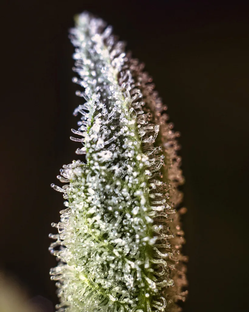 Punta de flor escarchada de tricomas